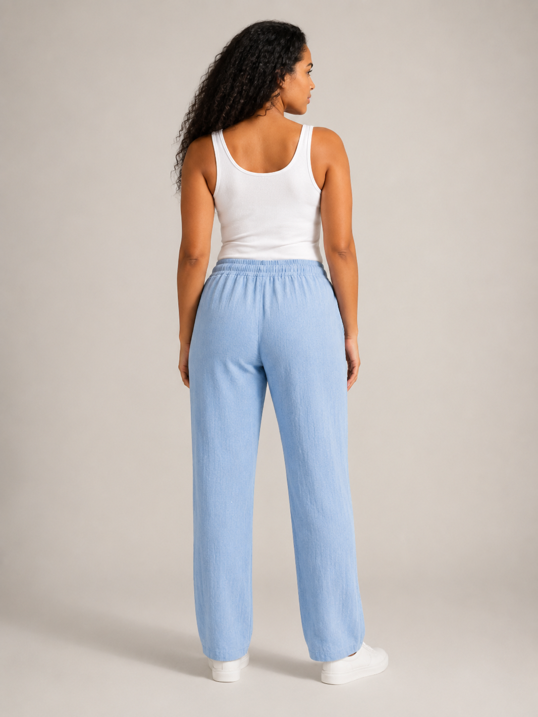 Tolvana - Pantalon large pour femmes avec taille élastique et cordon de serrage