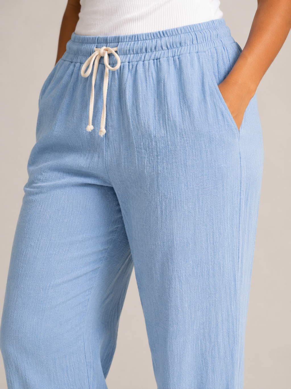 Tolvana - Pantalon large pour femmes avec taille élastique et cordon de serrage