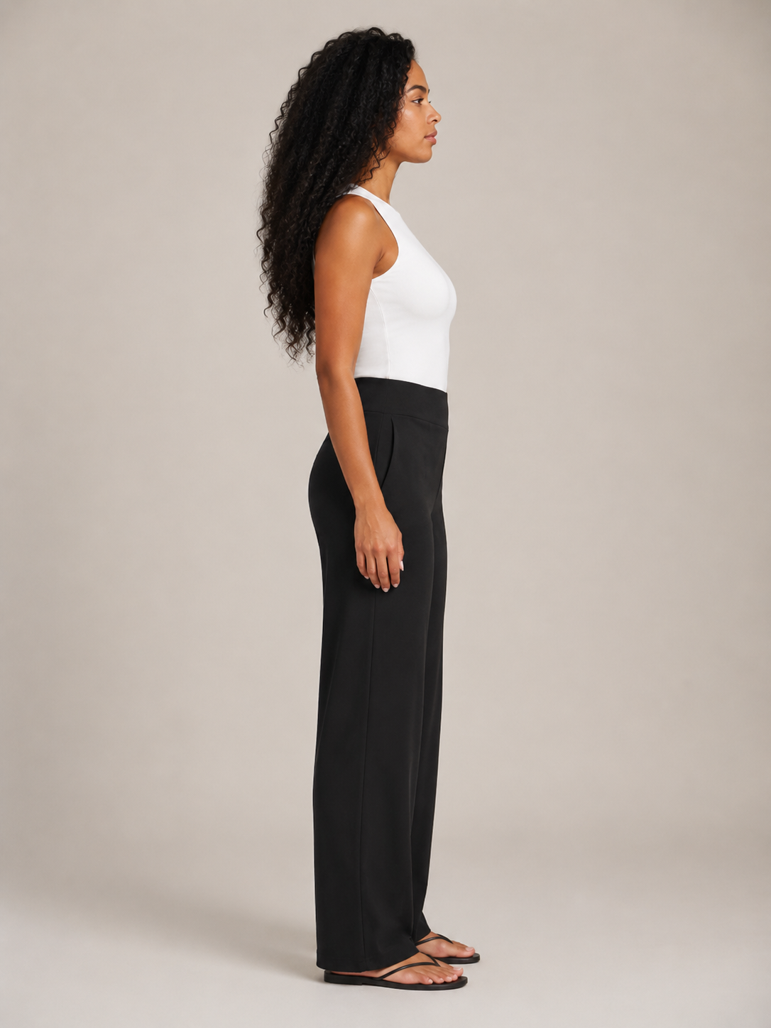 Thalora - Pantalon pour dames taille haute à jambes droites