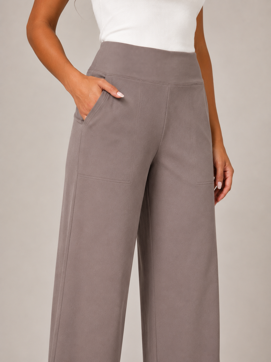 Thalora - Pantalon pour dames taille haute à jambes droites
