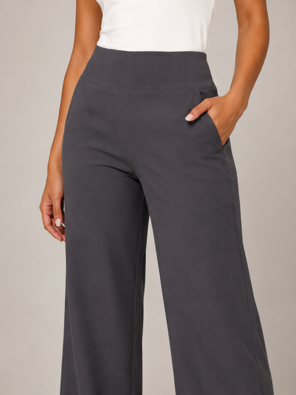 Thalora - Pantalon pour dames taille haute à jambes droites