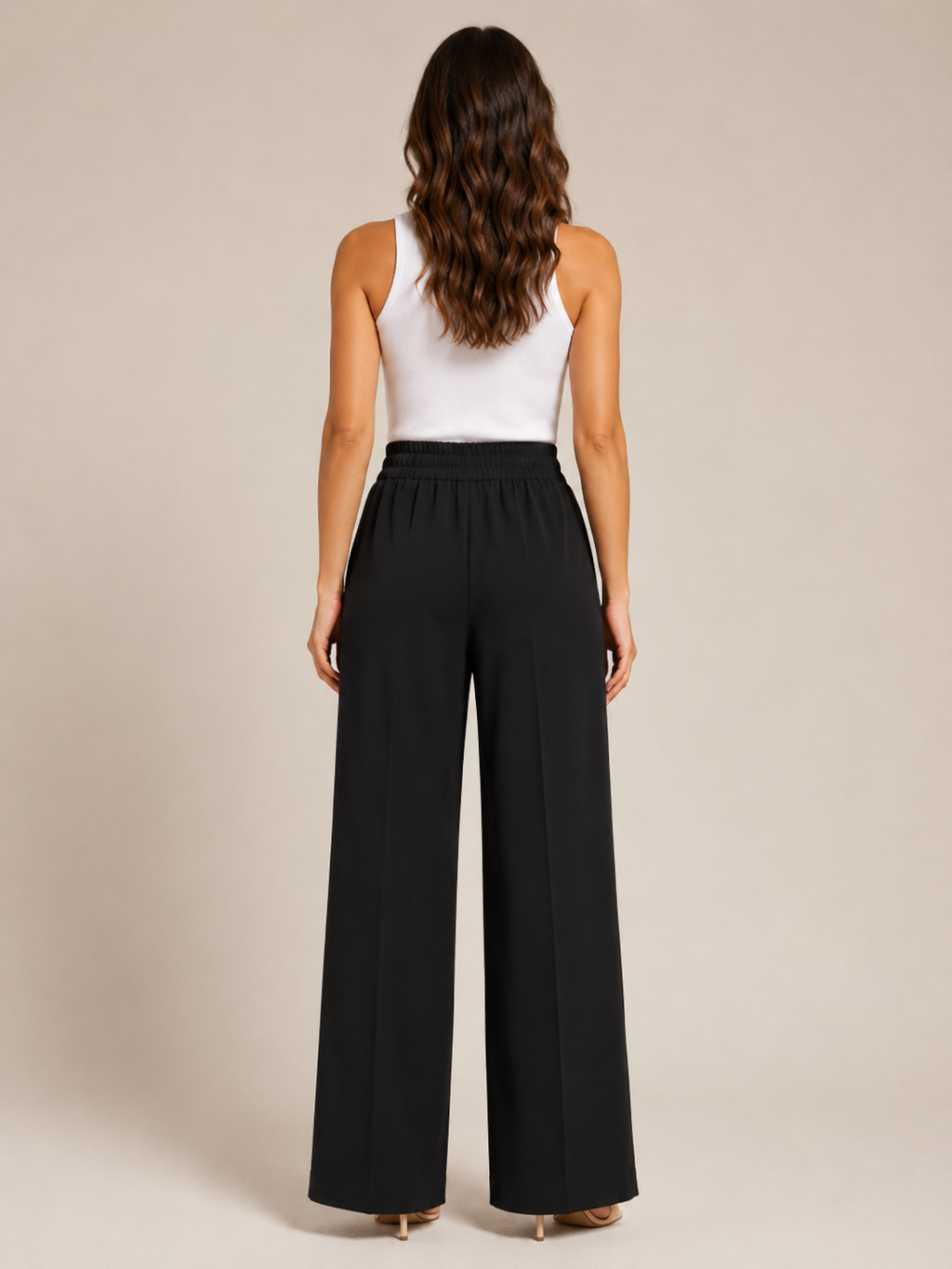 Tocara - Pantalon palazzo pour dames à taille haute et plis marqués