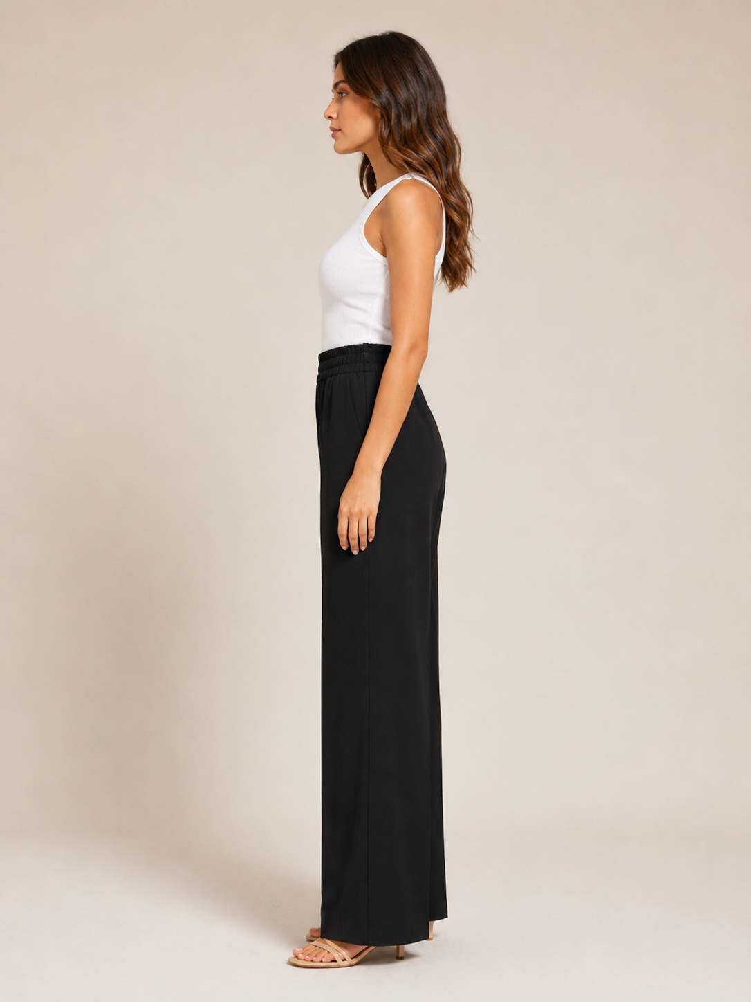 Tocara - Pantalon palazzo pour dames à taille haute et plis marqués