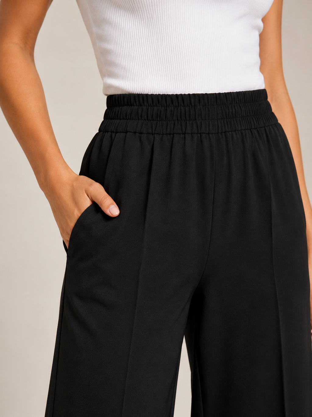 Tocara - Pantalon palazzo pour dames à taille haute et plis marqués