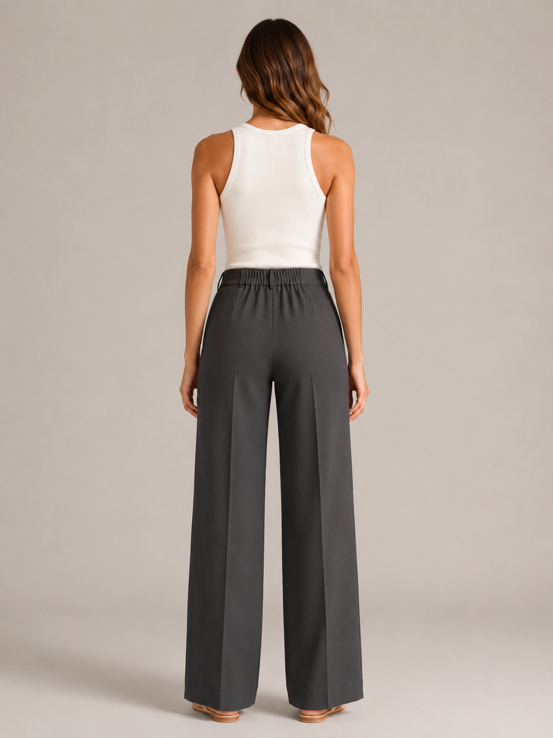 Tocara - Pantalon palazzo pour dames à taille haute et plis marqués