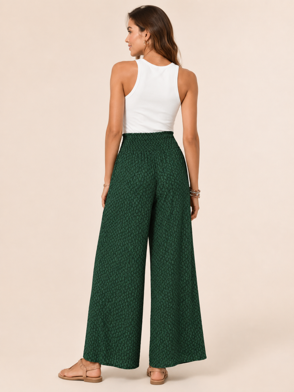 Tamesha - Pantalon palazzo pour femmes avec imprimé graphique et taille haute