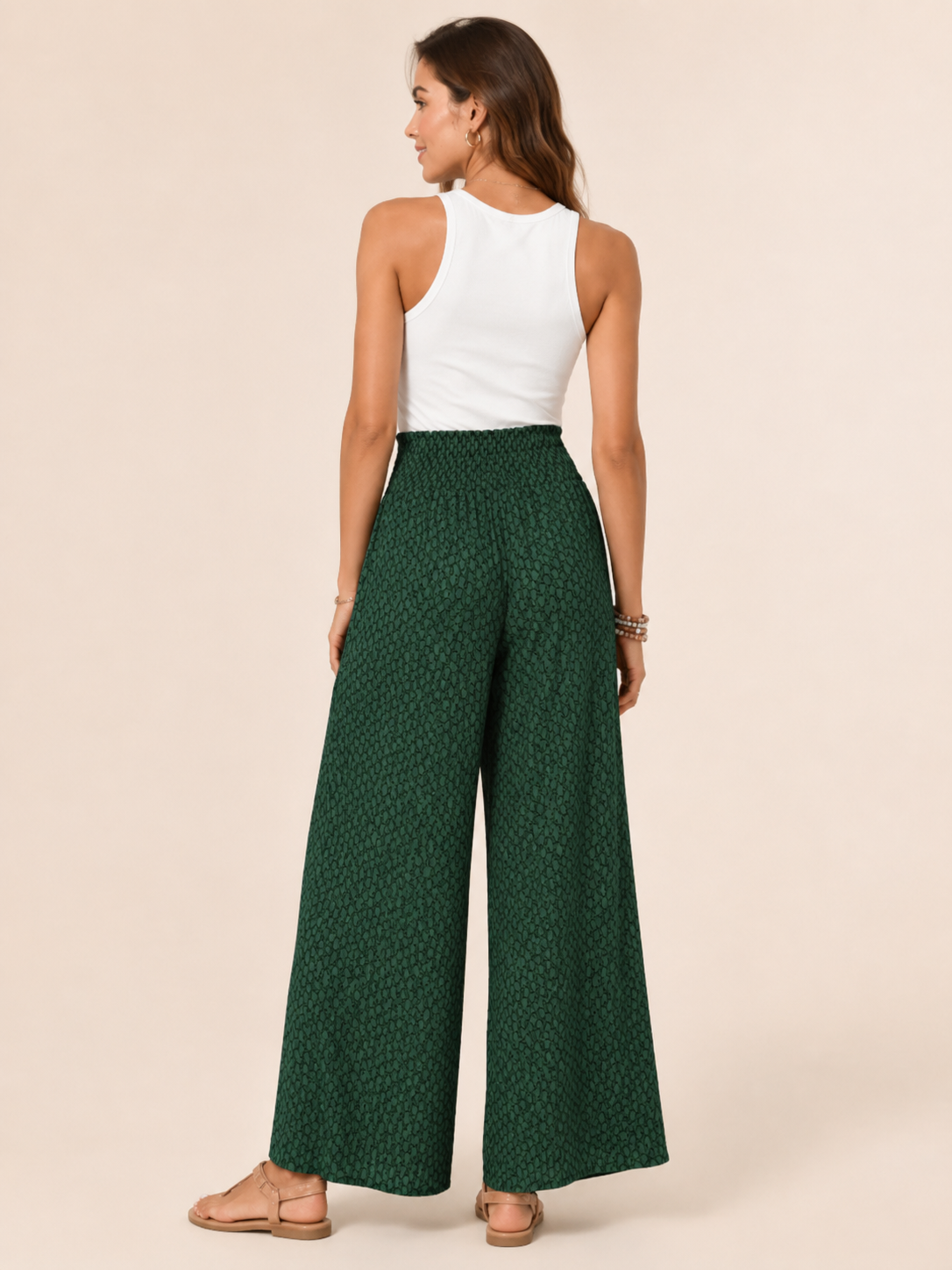 Tamesha - Pantalon palazzo pour femmes avec imprimé graphique et taille haute