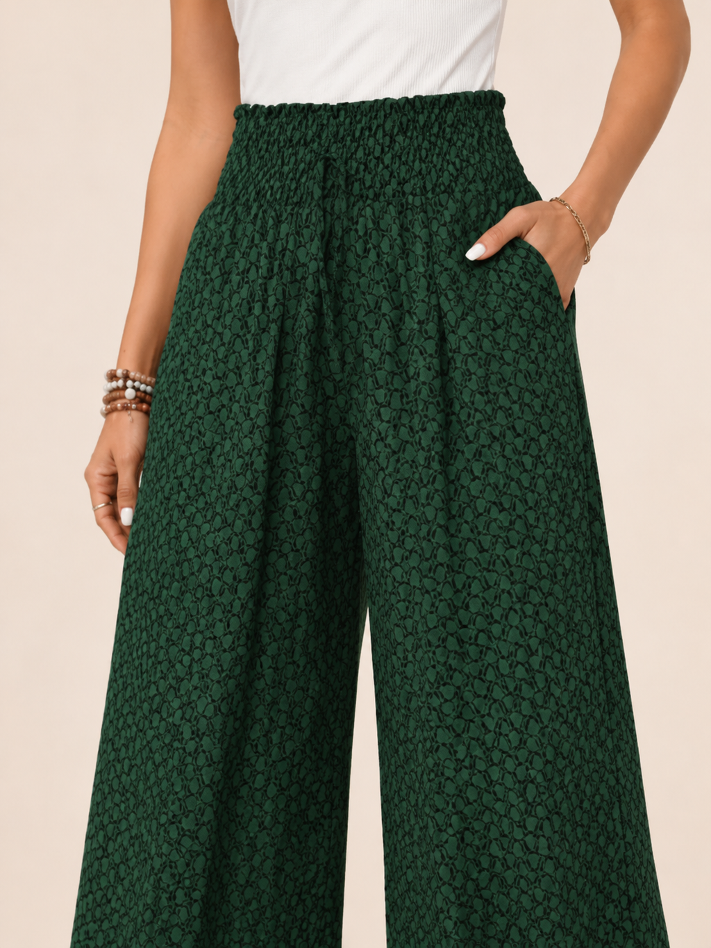 Tamesha - Pantalon palazzo pour femmes avec imprimé graphique et taille haute