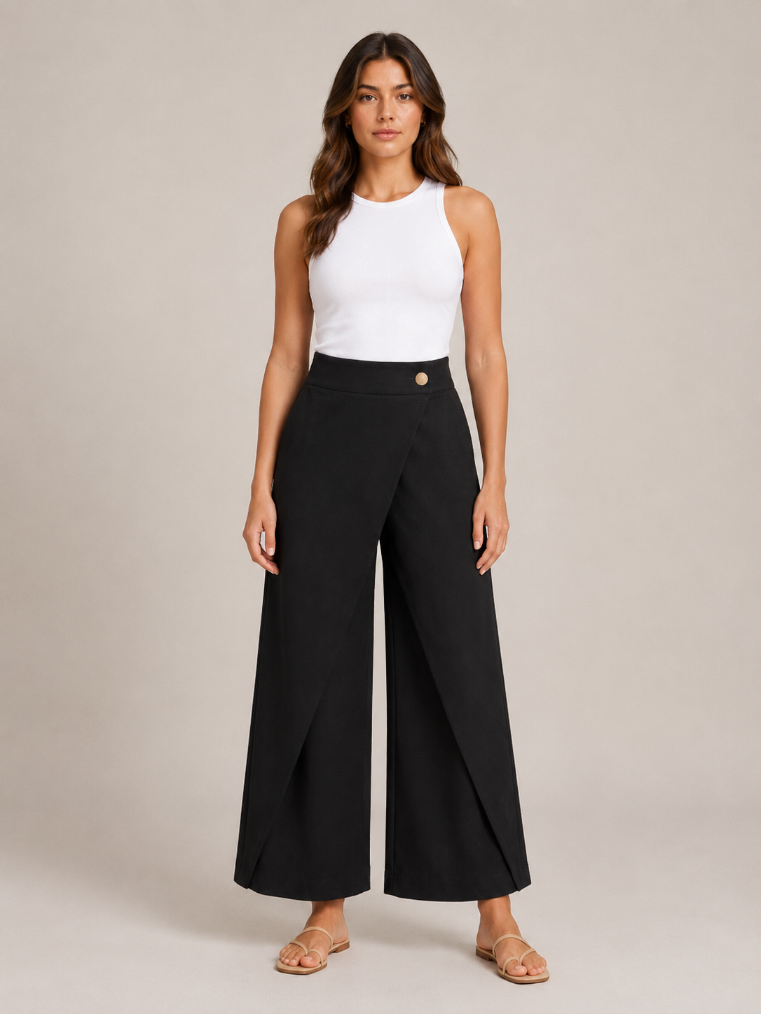 Thyra - Pantalon en coton pour femmes avec taille élastique et jambes droites