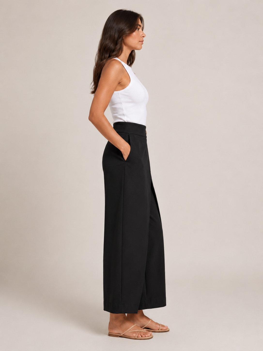 Thyra - Pantalon en coton pour femmes avec taille élastique et jambes droites