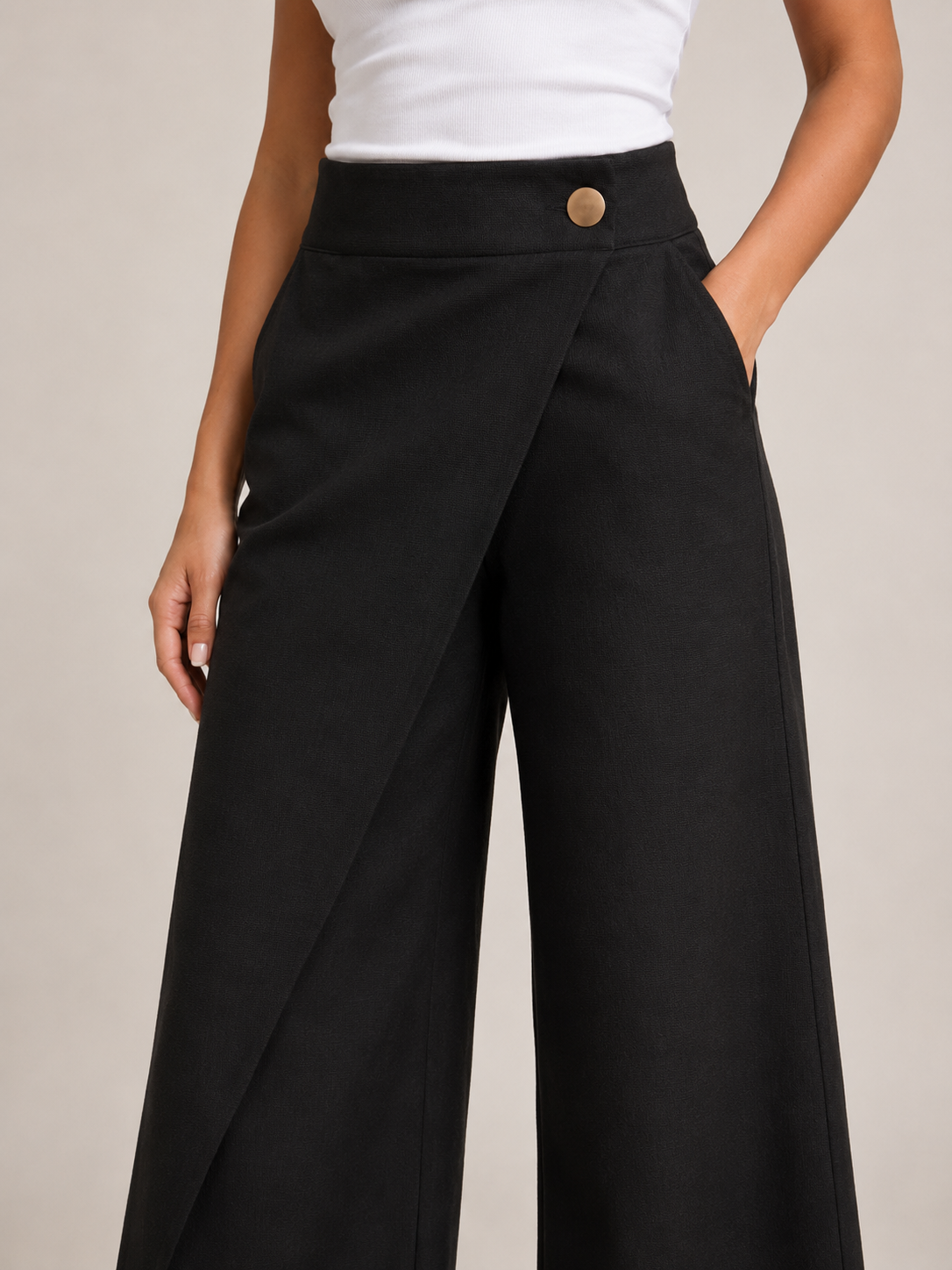 Thyra - Pantalon en coton pour femmes avec taille élastique et jambes droites