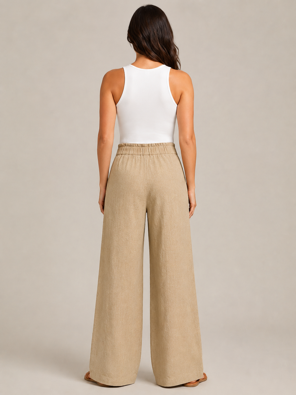 Thyra - Pantalon en coton pour femmes avec taille élastique et jambes droites