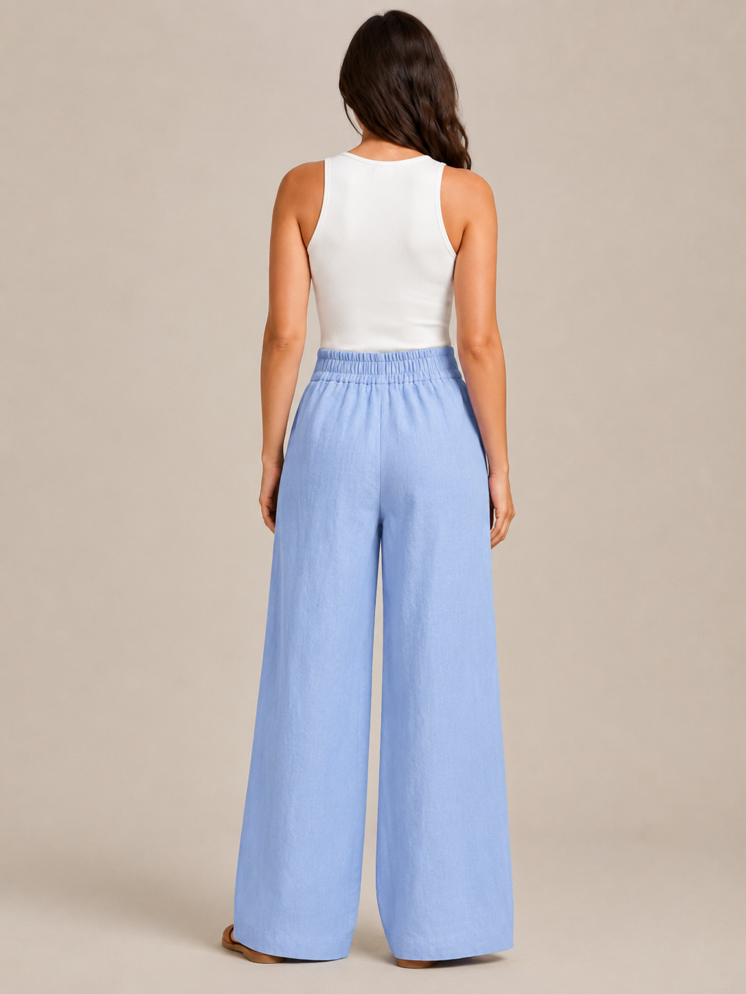 Thyra - Pantalon en coton pour femmes avec taille élastique et jambes droites