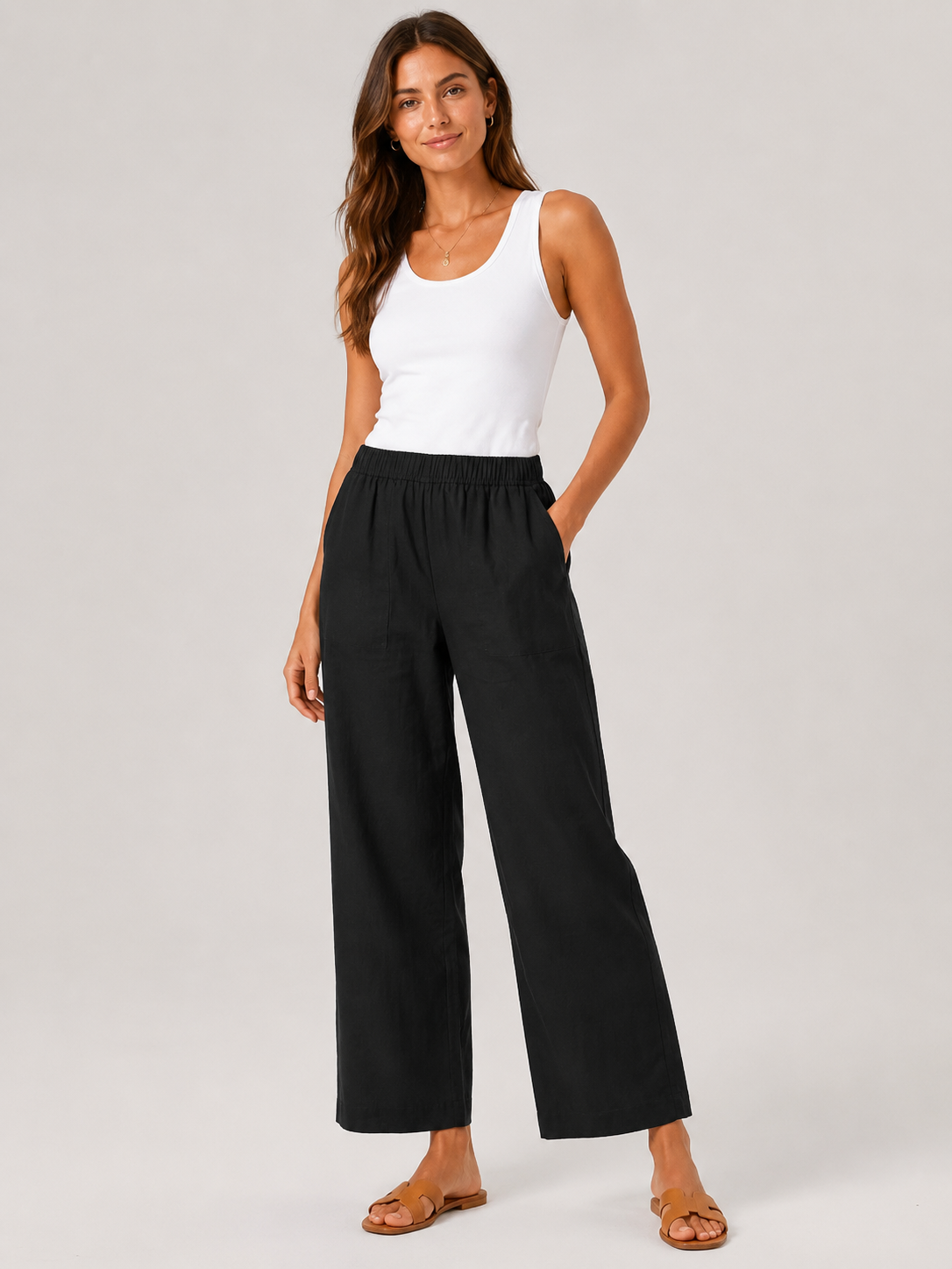 Tamoura - Pantalon en coton pour femmes avec jambes droites et poches latérales