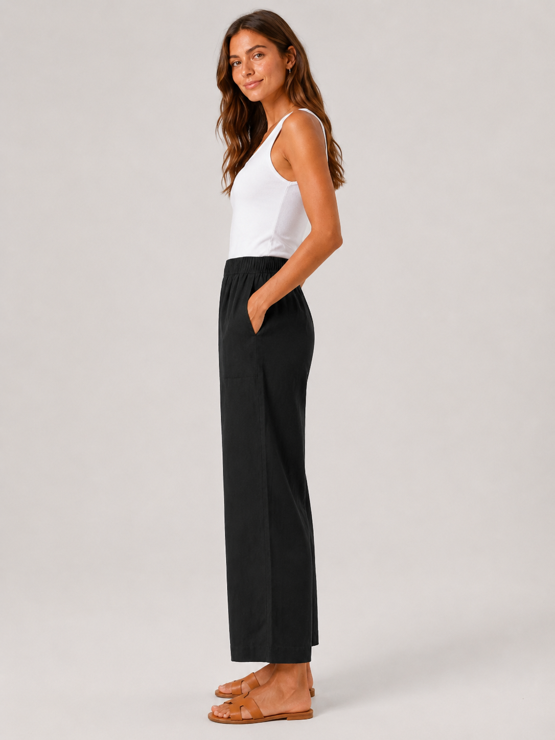 Tamoura - Pantalon en coton pour femmes avec jambes droites et poches latérales