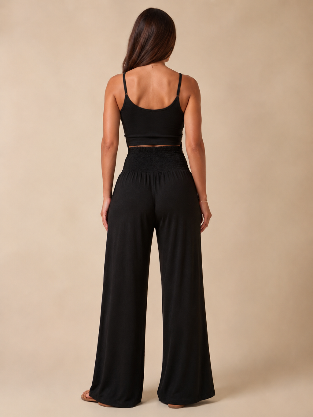 Priscille - Pantalon Femme Taille Haute à Jambes Amples