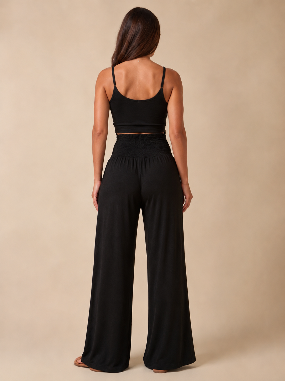 Priscille - Pantalon Femme Taille Haute à Jambes Amples