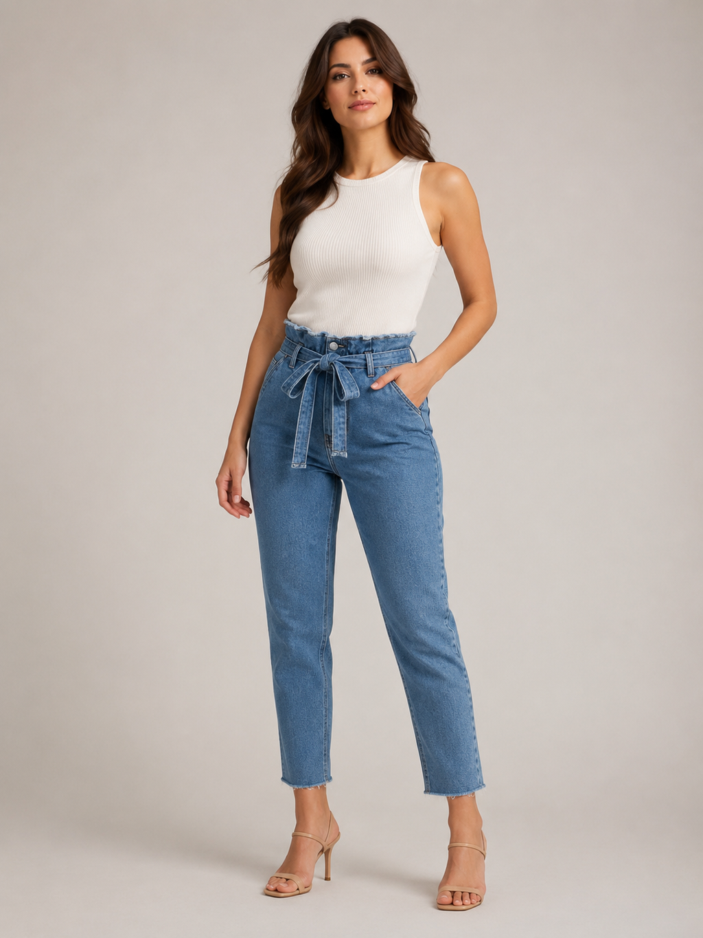 Ravina - Jeans skinny taille haute pour femmes avec lavage foncé