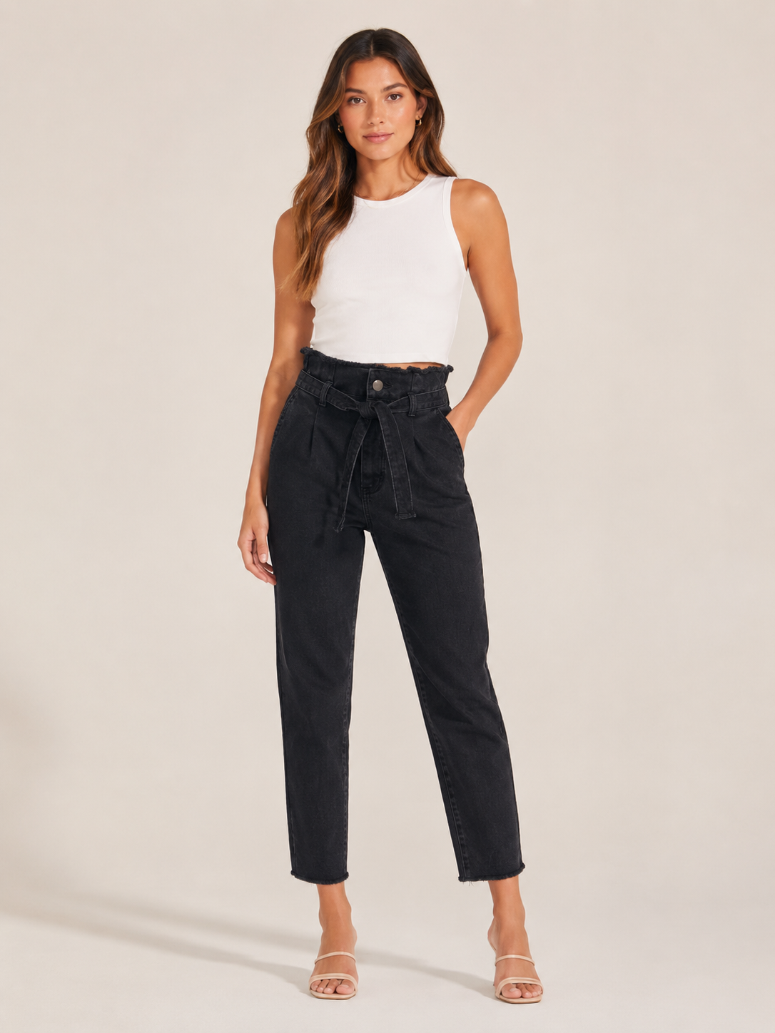 Ravina - Jeans skinny taille haute pour femmes avec lavage foncé