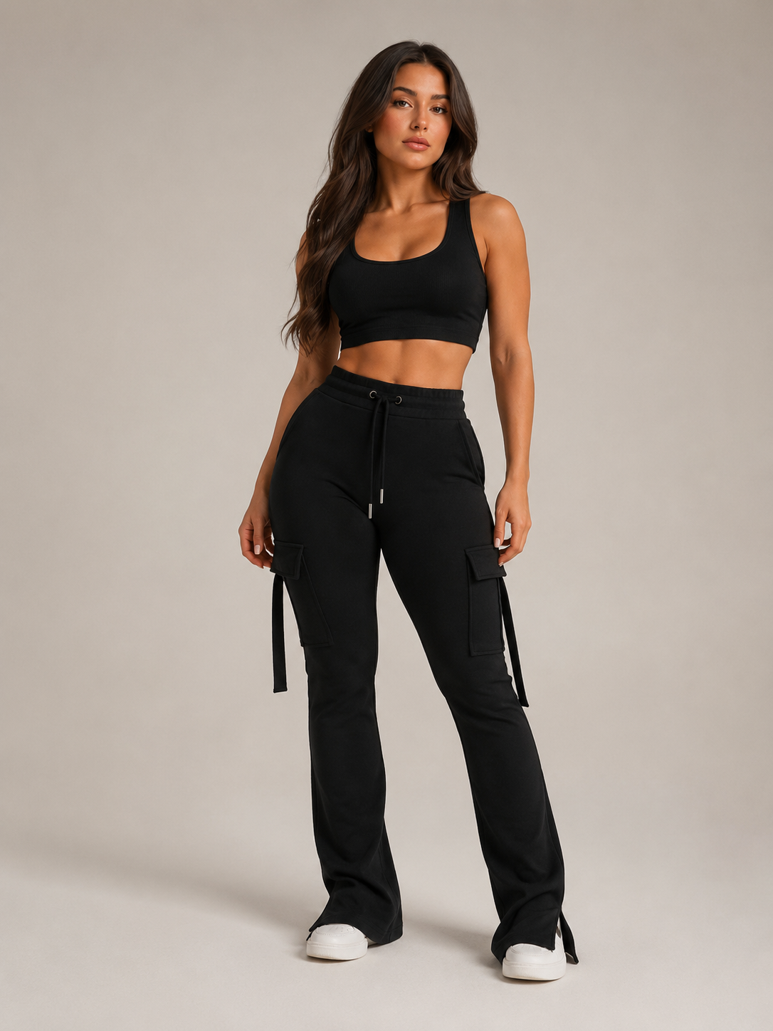 Rivka - Pantalon Cargo Femme Avec Cordon De Serrage Et Poches