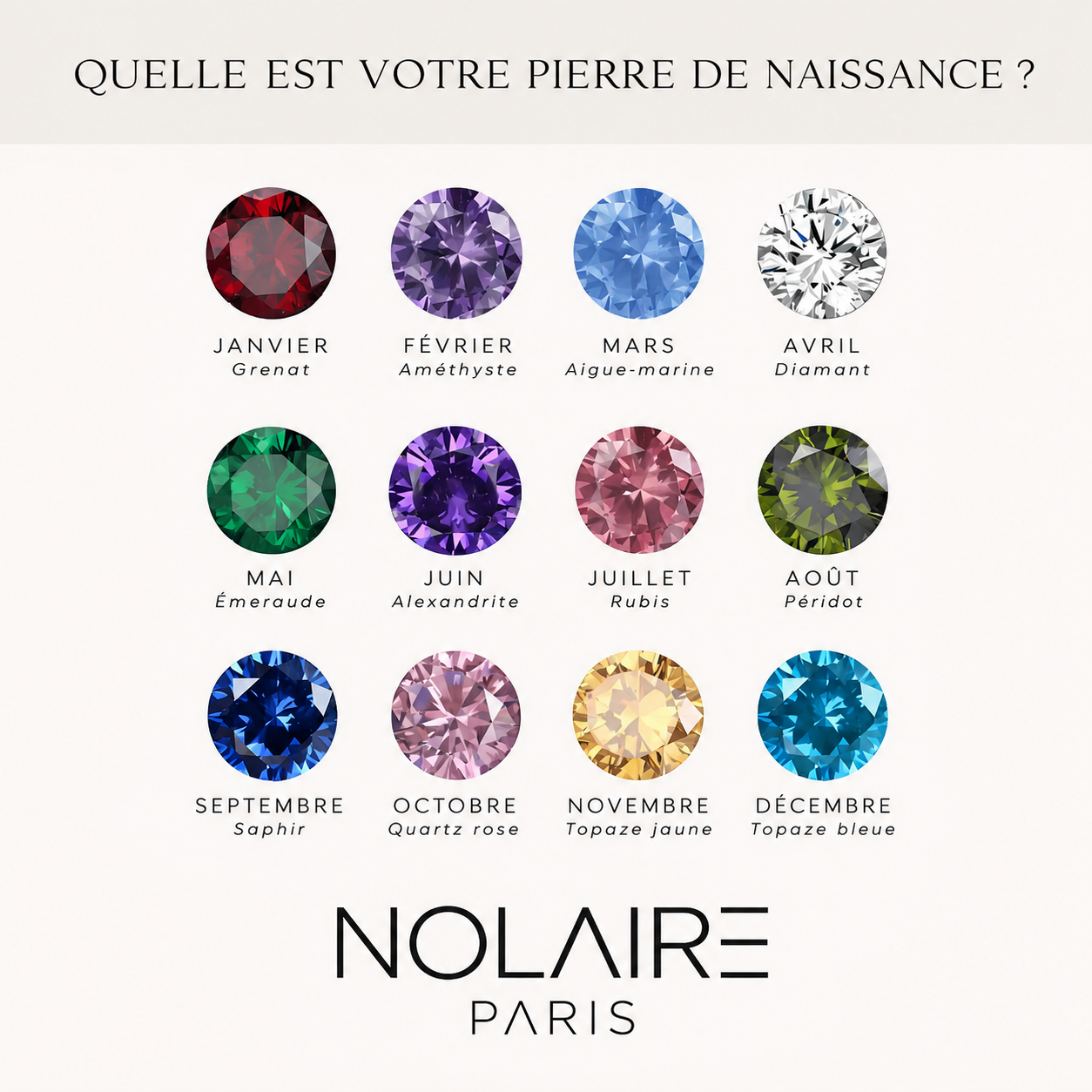 Bague réglable avec pierre de naissance initiale