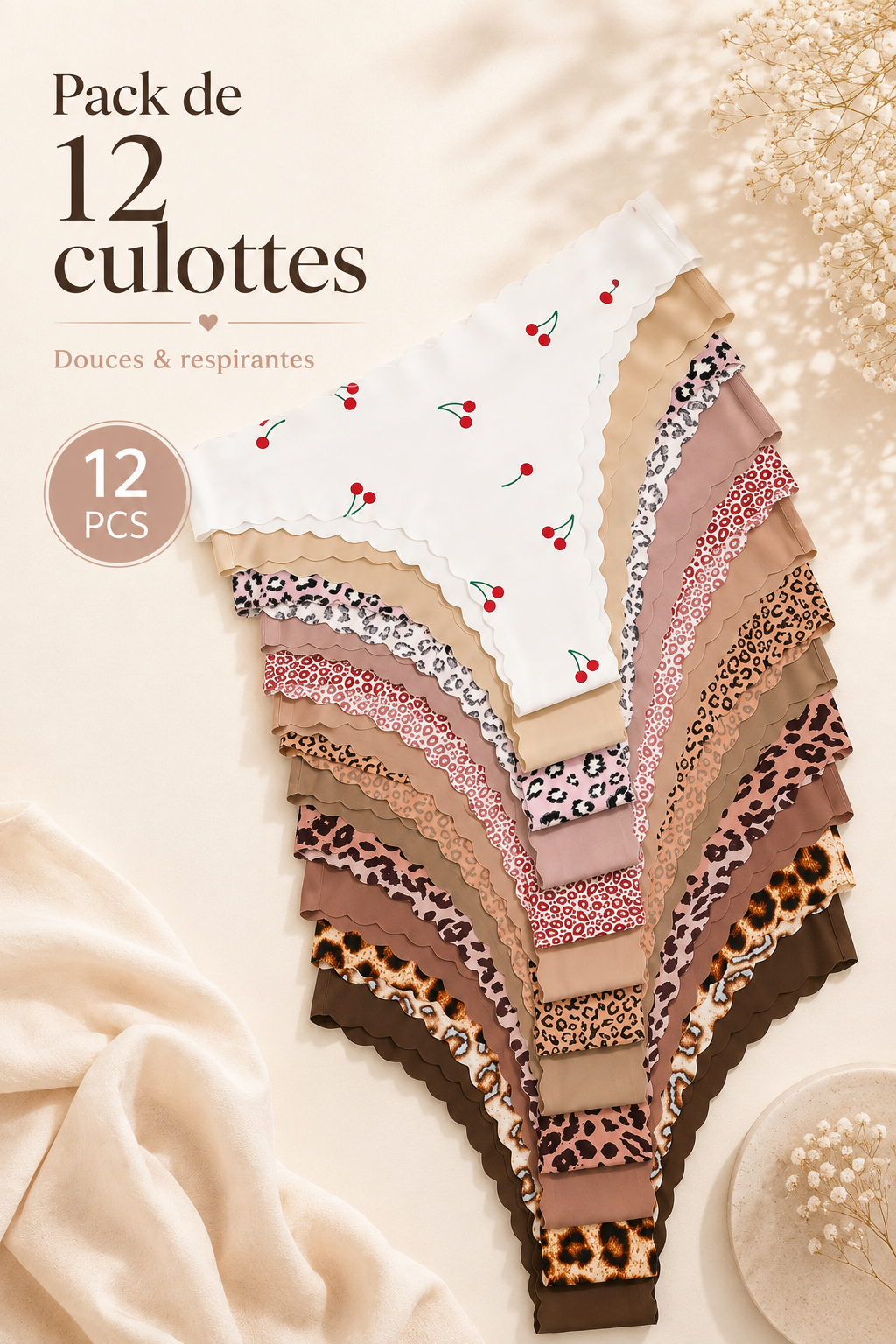 LINA™ | Pack de 12 Culottes Douces & Respirantes