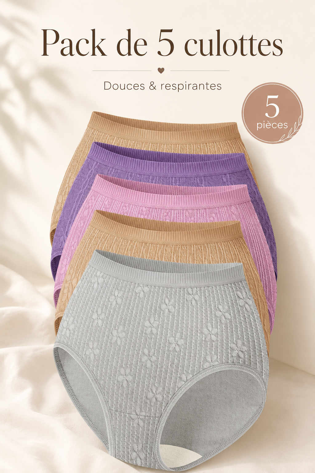 MILA™ | Pack de 5 Culottes Confort en Coton
