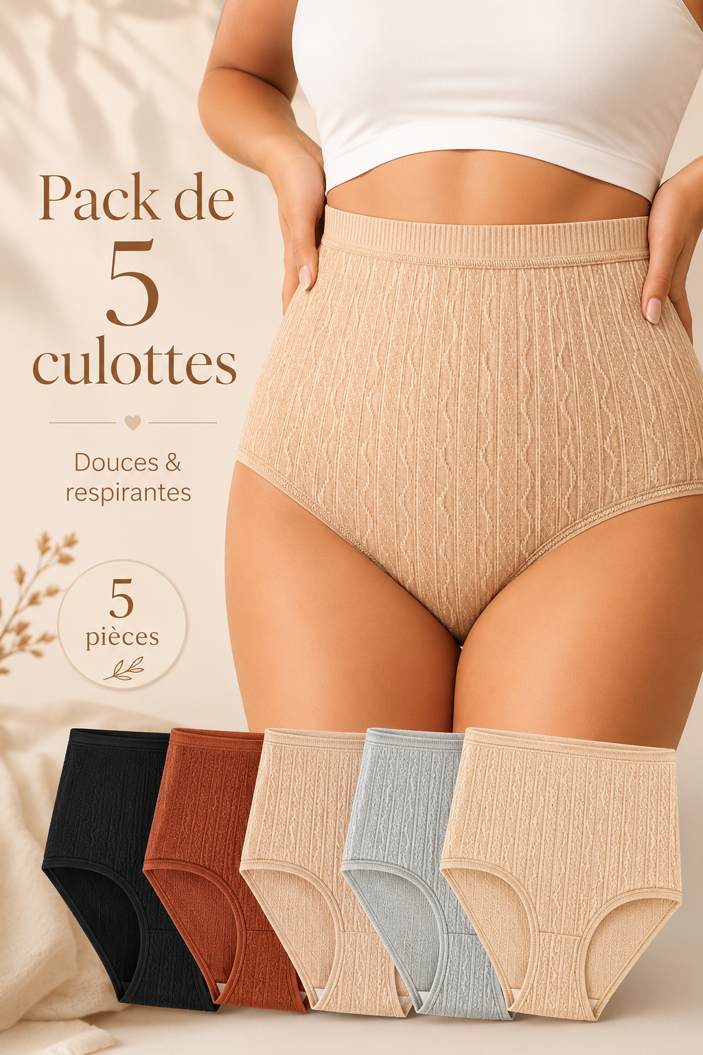 MILA™ | Pack de 5 Culottes Confort en Coton