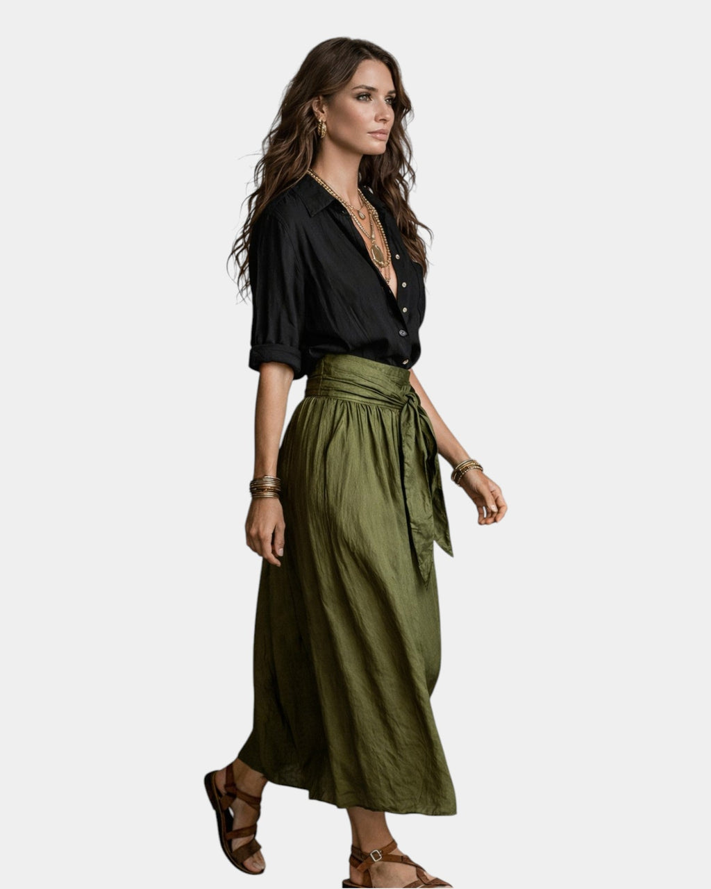 Dione - Jupe midi + chemise noire offerte