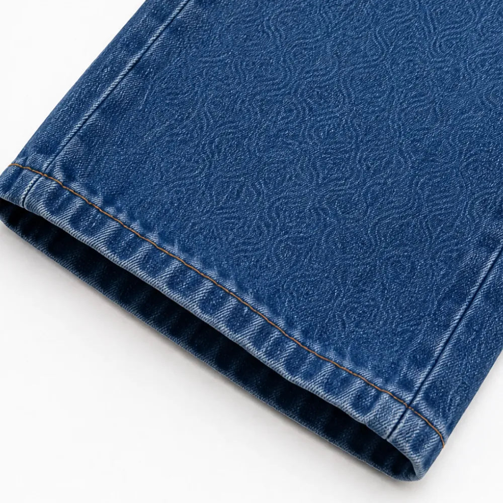 Jean Large Femme Velmora – Bleu, Œillets Laiton, Taille Haute