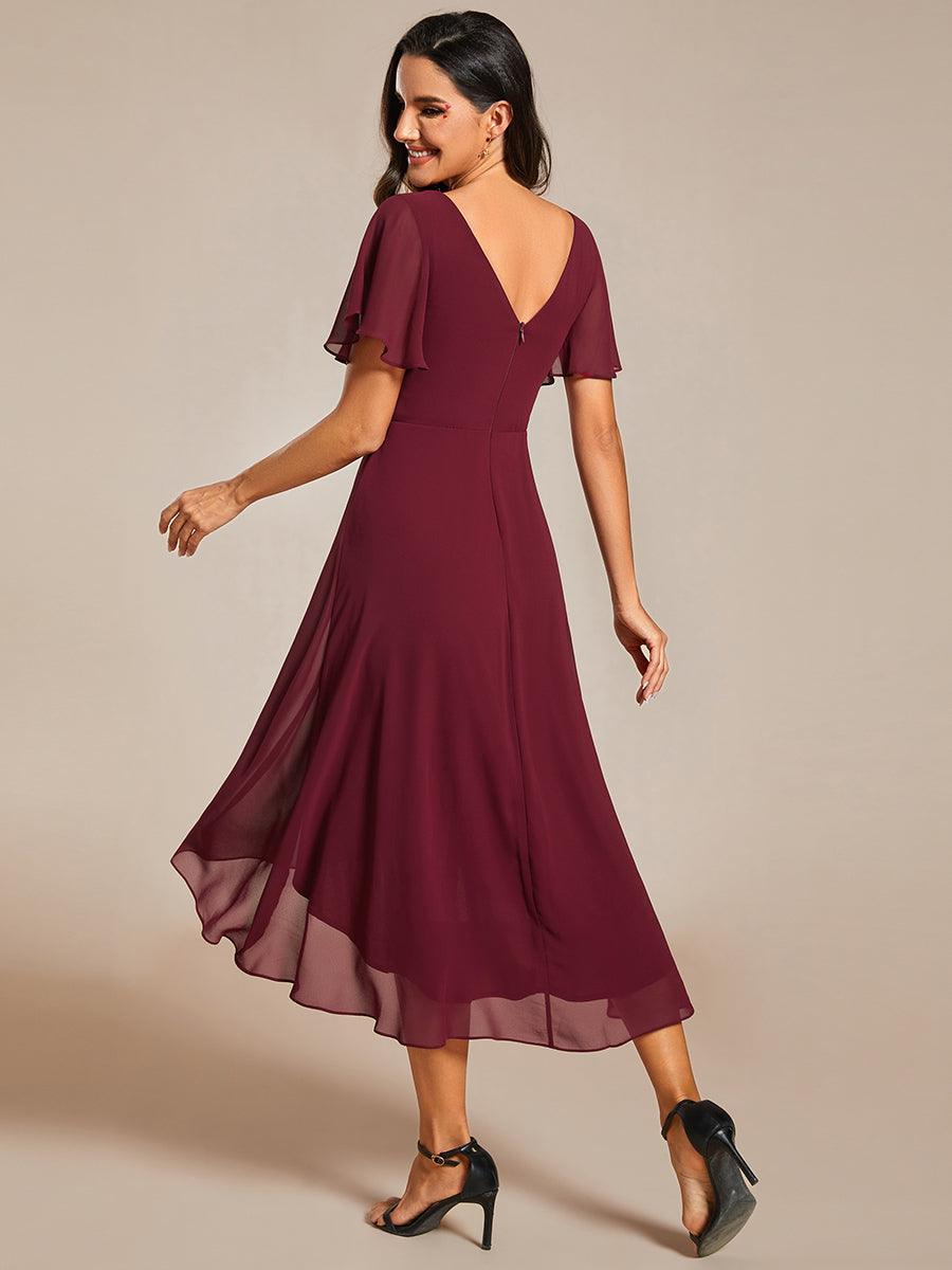 Robe femme d’invitée de mariage chic col V coupe fluide élégante