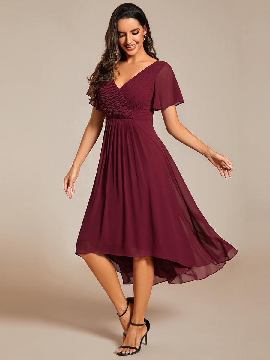 Robe femme d’invitée de mariage chic col V coupe fluide élégante