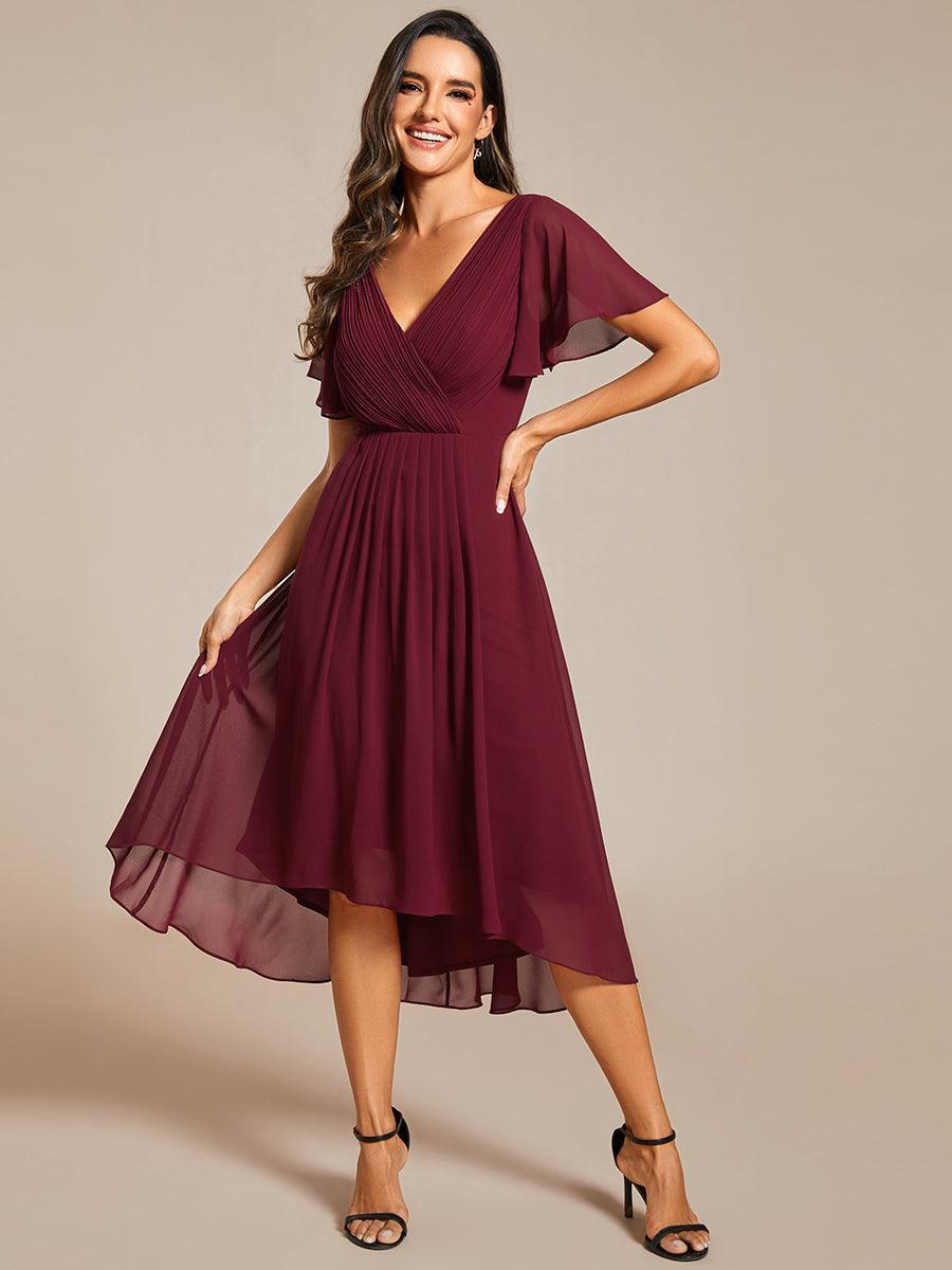 Robe femme d’invitée de mariage chic col V coupe fluide élégante