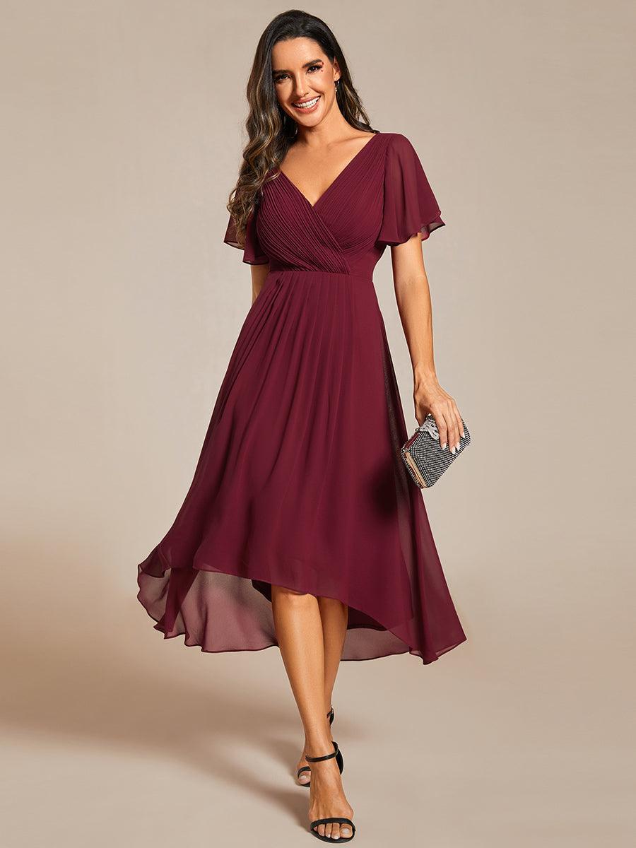 Robe femme d’invitée de mariage chic col V coupe fluide élégante