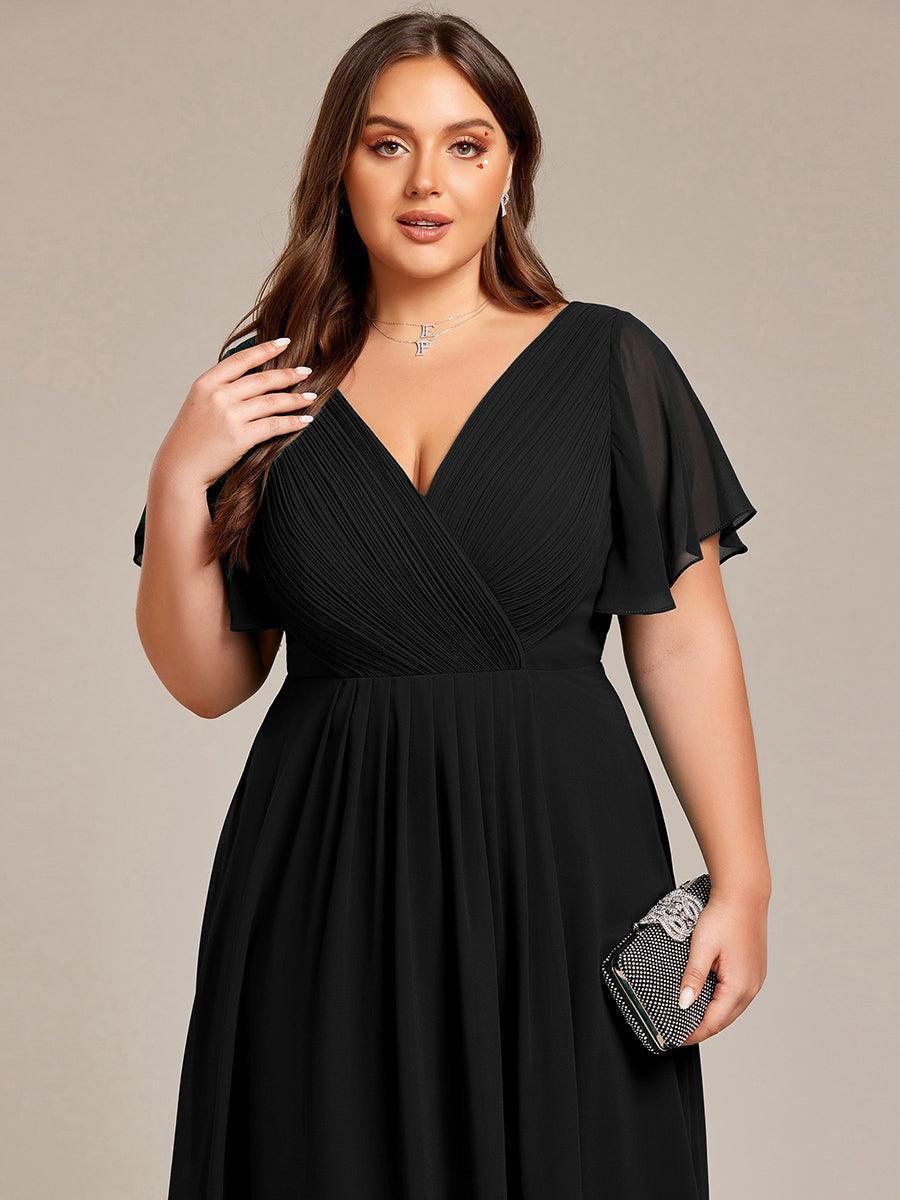 Robe femme d’invitée de mariage chic col V coupe fluide élégante