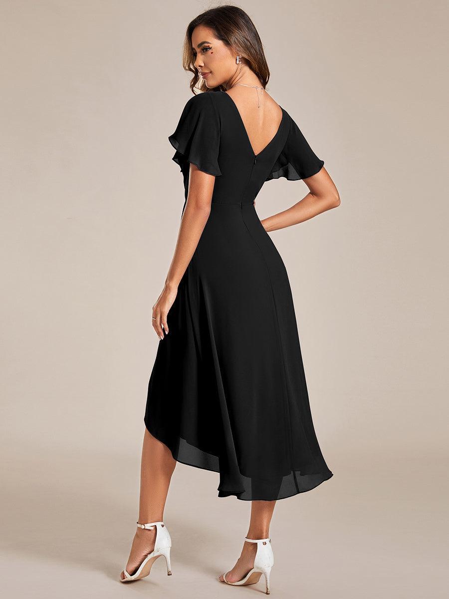Robe femme d’invitée de mariage chic col V coupe fluide élégante