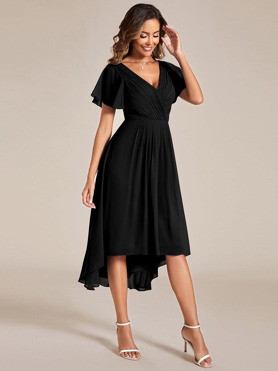 Robe femme d’invitée de mariage chic col V coupe fluide élégante