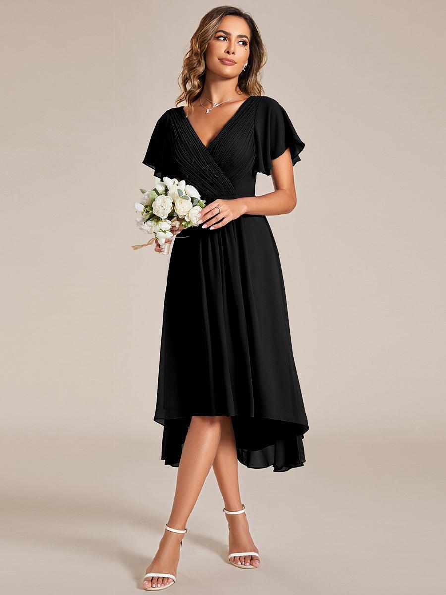 Robe femme d’invitée de mariage chic col V coupe fluide élégante