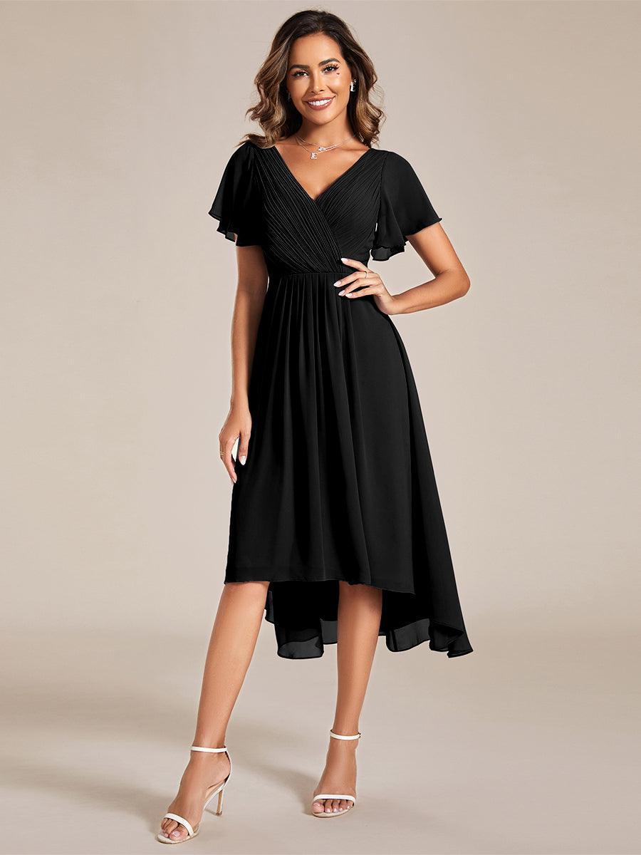 Robe femme d’invitée de mariage chic col V coupe fluide élégante