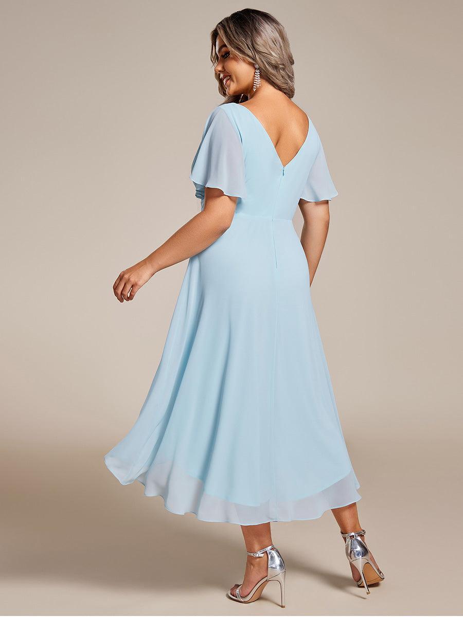 Robe femme d’invitée de mariage chic col V coupe fluide élégante