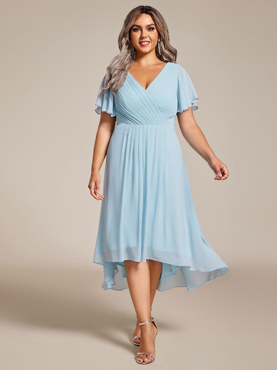 Robe femme d’invitée de mariage chic col V coupe fluide élégante