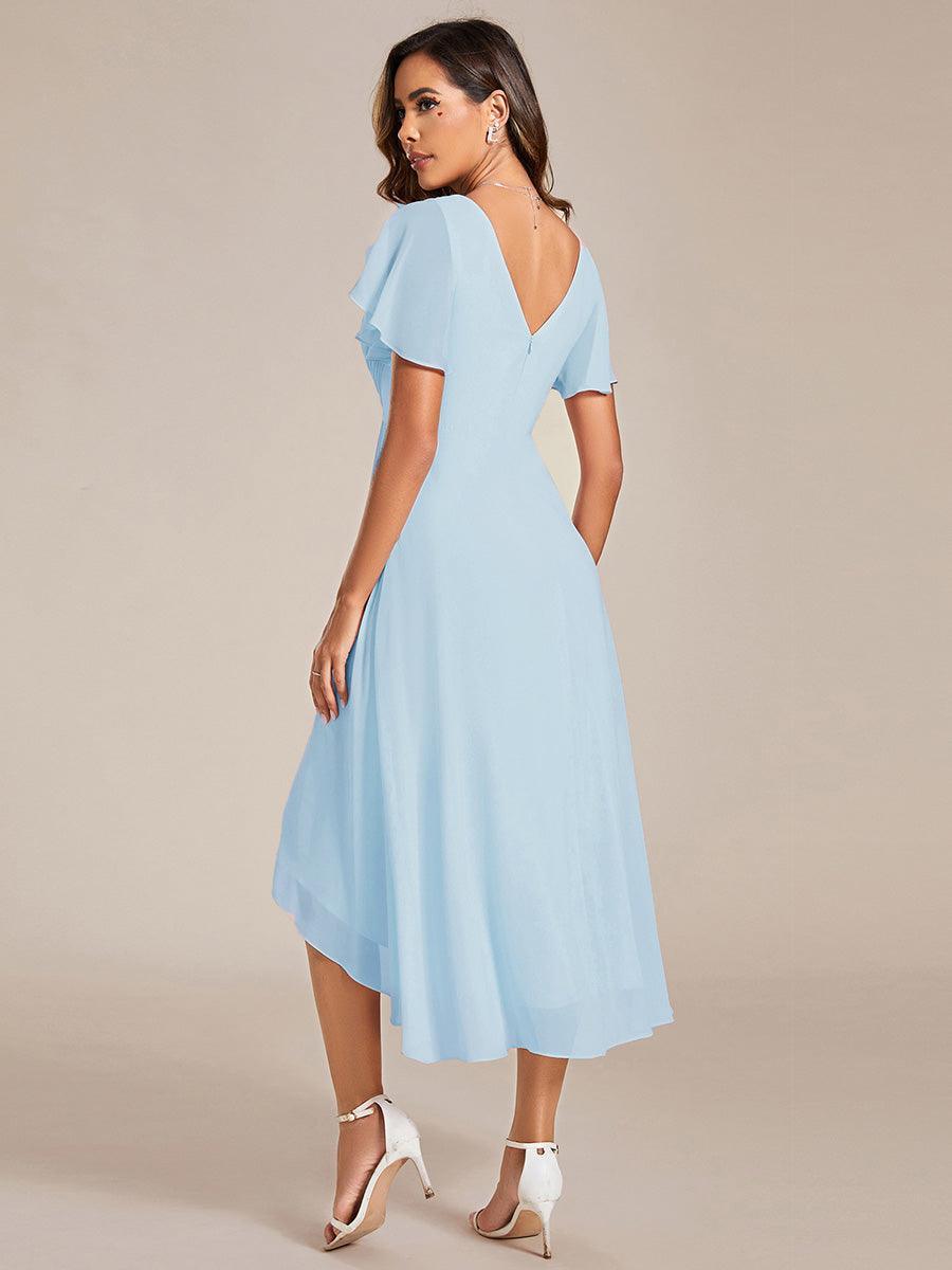 Robe femme d’invitée de mariage chic col V coupe fluide élégante