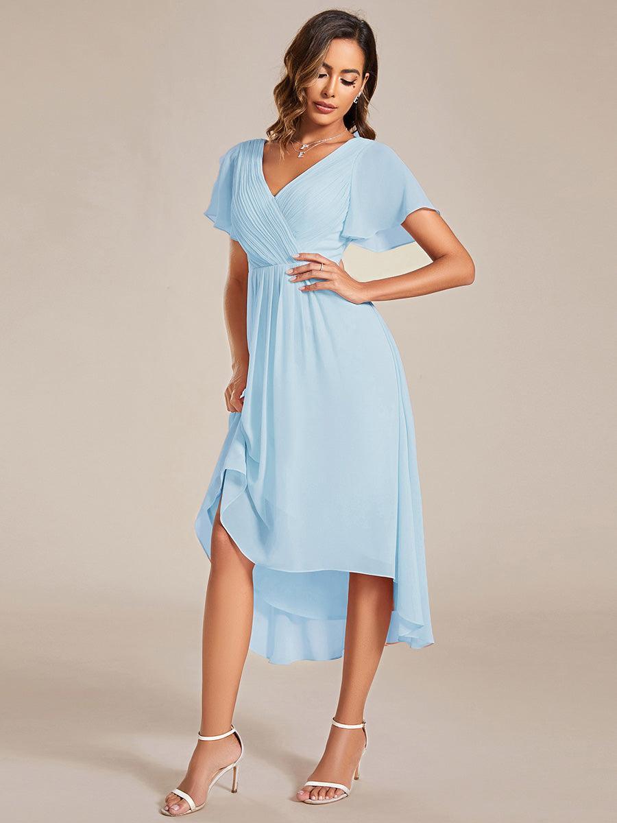Robe femme d’invitée de mariage chic col V coupe fluide élégante