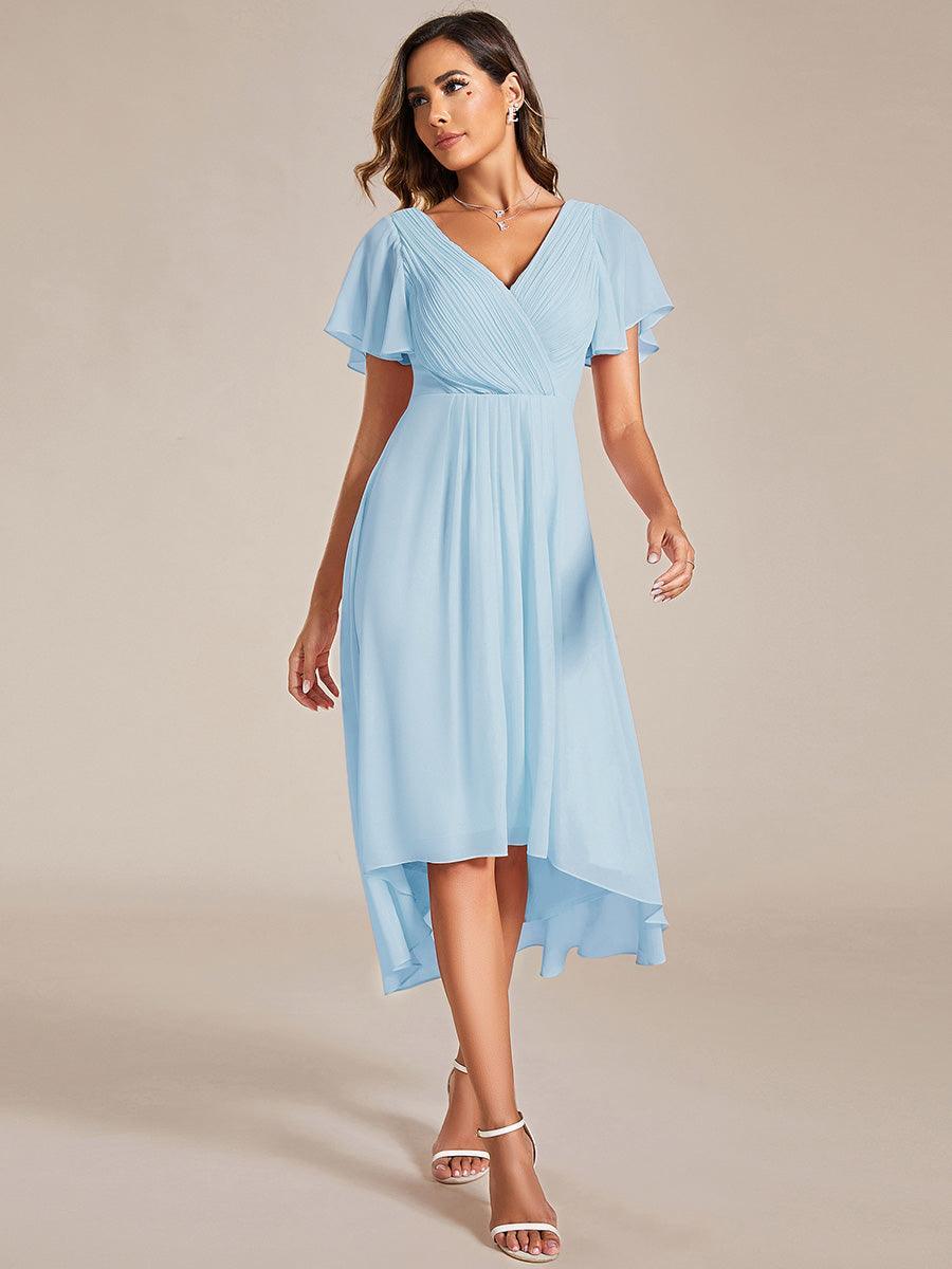 Robe femme d’invitée de mariage chic col V coupe fluide élégante