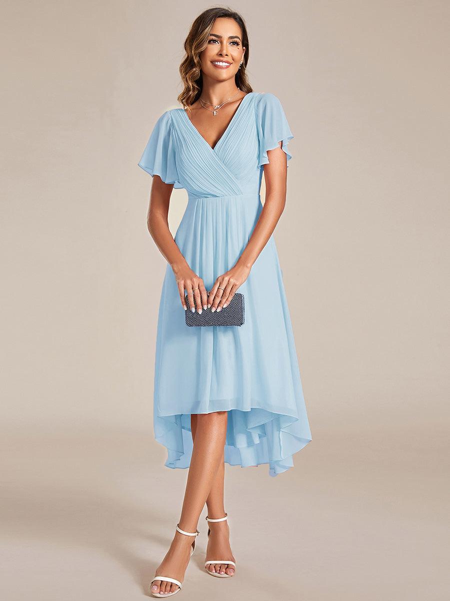 Robe femme d’invitée de mariage chic col V coupe fluide élégante