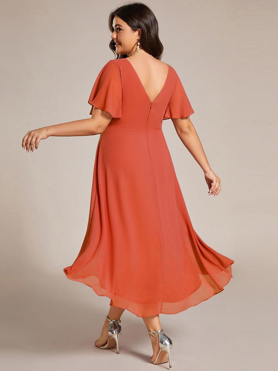 Robe femme d’invitée de mariage chic col V coupe fluide élégante