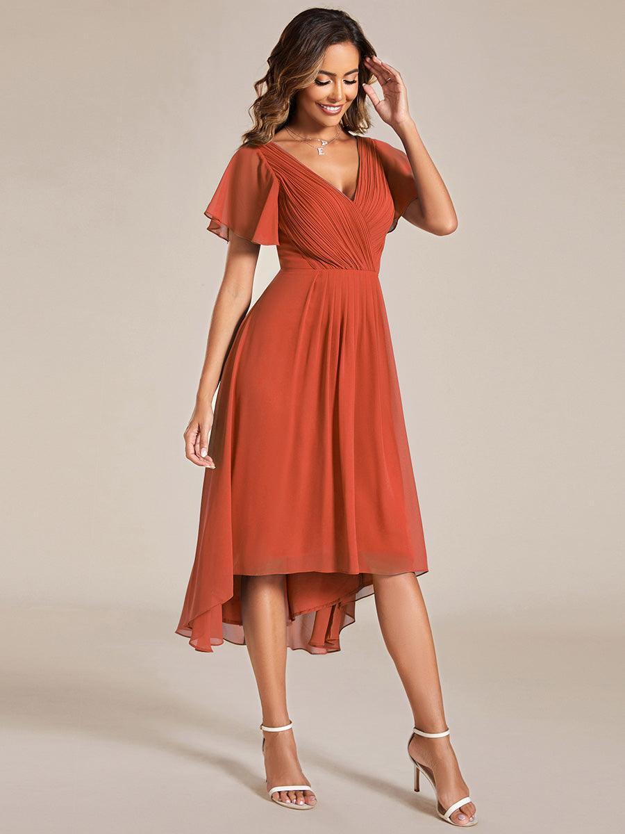 Robe femme d’invitée de mariage chic col V coupe fluide élégante