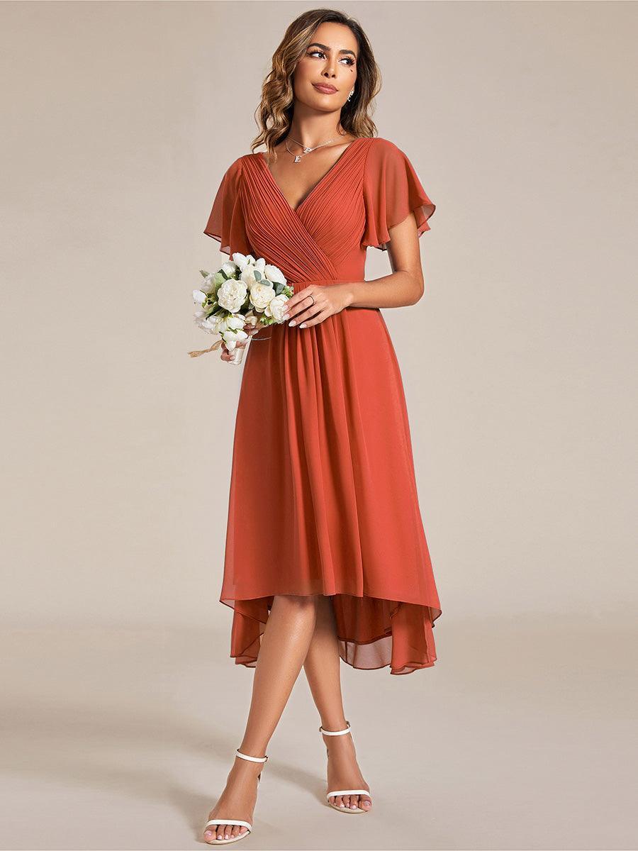Robe femme d’invitée de mariage chic col V coupe fluide élégante