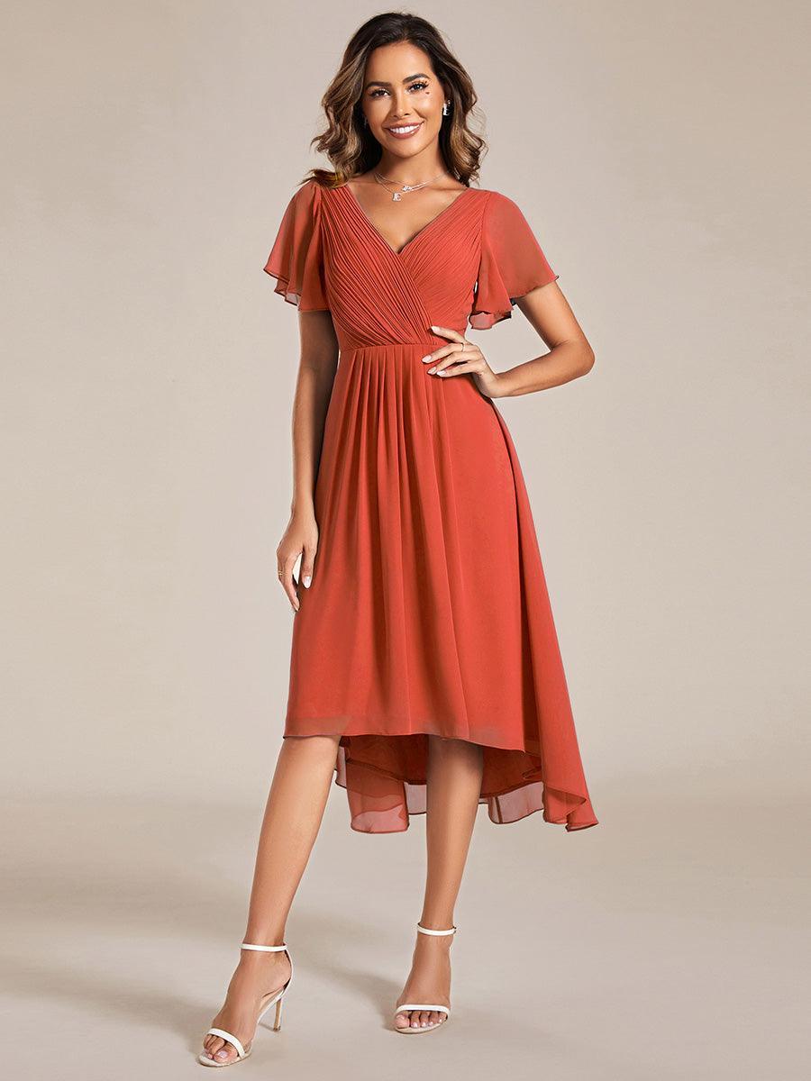 Robe femme d’invitée de mariage chic col V coupe fluide élégante