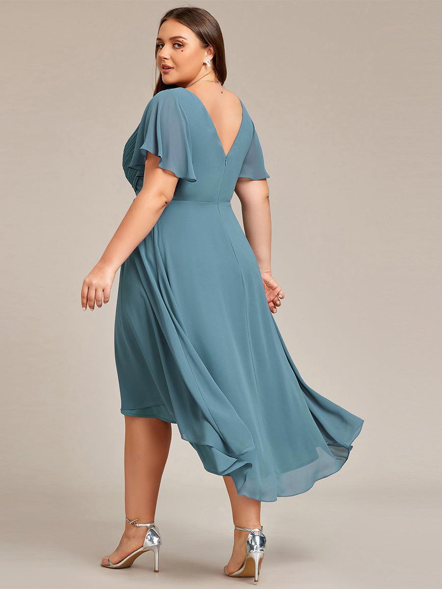 Robe femme d’invitée de mariage chic col V coupe fluide élégante